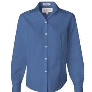 Van Heusen Blue Women's Non-Iron Pinpoint Oxford Shirt Size XL